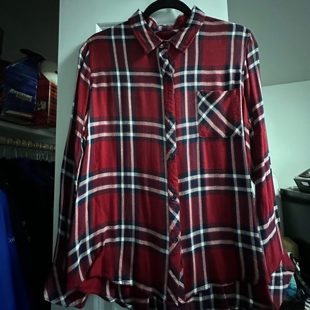 Rails Red and White Plaid Button-Down Shirt
